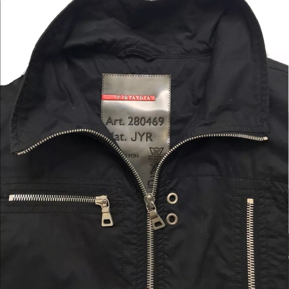 PRADA Black Zipper Moto Jacket Size X-Small - Picture 6 of 8